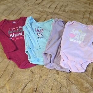 Set of Four- 2 Long Sleeve  2 Short Sleeve Baby Onesies
